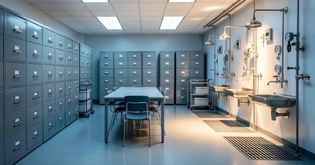 cena industrial ilustrando como auditar lava olhos e chuveiro de emergencia em 9 etapas — Como auditar lava-olhos e chuveiro