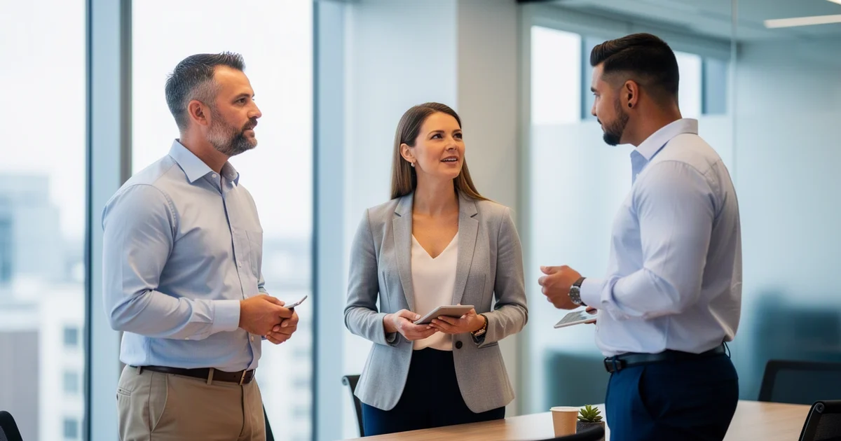 cena de equipe em diálogo aberto sobre lider de equipe nova em 90 dias como construir confianca sem silenciar o — Líder de eq